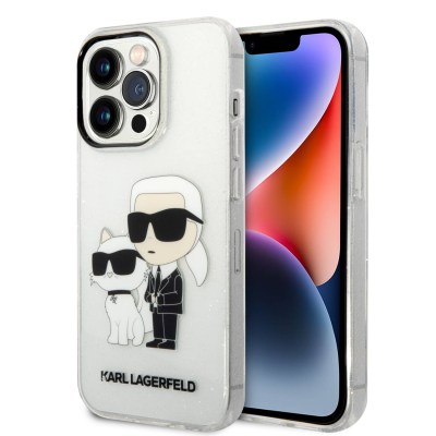 Karl Lagerfeld Hard Case IML Glit NFT Karl & Choupette iPhone 14 Pro Max - Clear-37